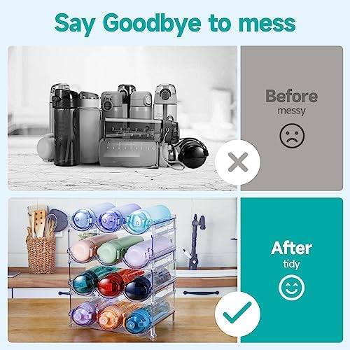 Sbosbo 4-Pack Stackable Water Bottle Organizer for Cabinet Storage