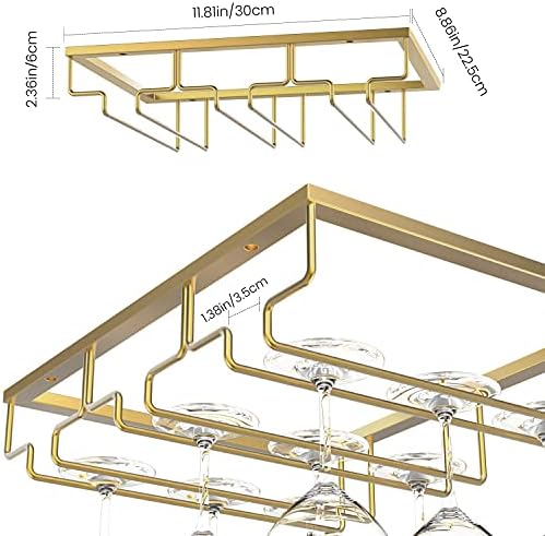 Nuovoware Wine Glass Rack - 3 Rows Gold