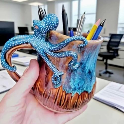 Treayes 3D Octopus Resin Mug Decor