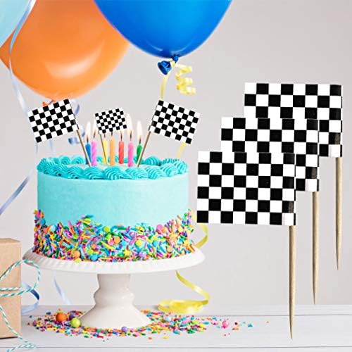 Wobe Flag Toothpick - 100 Pieces Racing Themed Cake Toppers