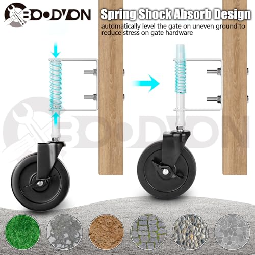 BOODVON 5 Inch Heavy Duty Gate Caster with Side Brake