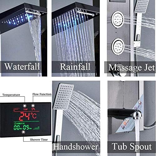LED Shower Panel Column Tower System with Massage Jets Black Oil Rubbed Bronze