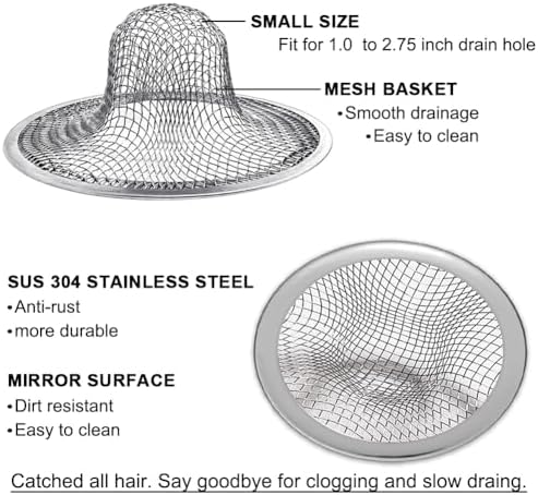 2PCS Tub Drain Hair Catcher - 275 Inch Stainless Steel Strainer