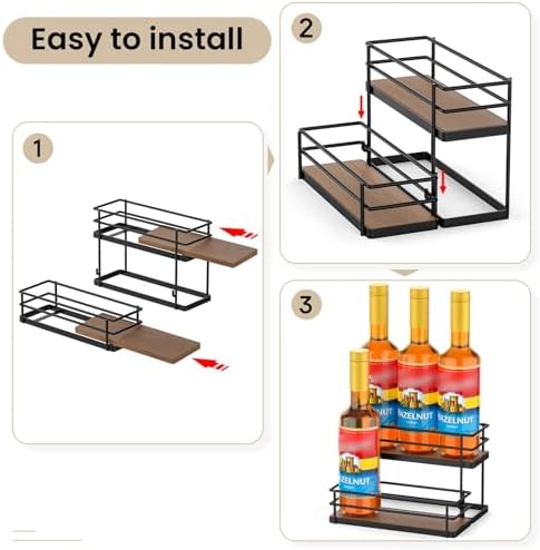 THYGIFTREE 6 Bottle Syrup Rack Organizer 2-Tier Stand