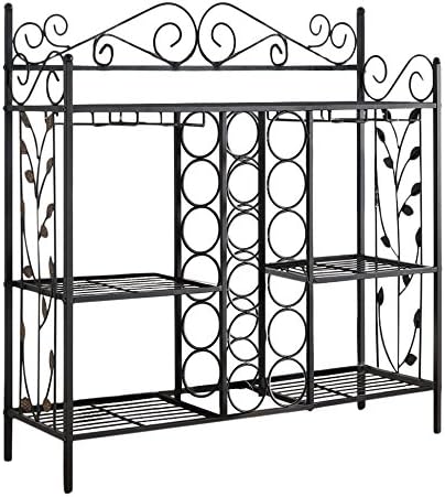 Kings Brand Wine Rack Table with Glass Holder