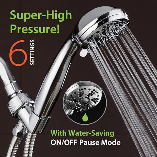 AquaDance High Pressure Handheld Shower with 6 Settings and 5ft Hose