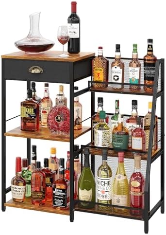 Jakyitvi 3-Tier Freestanding Wine Cabinet with Drawer