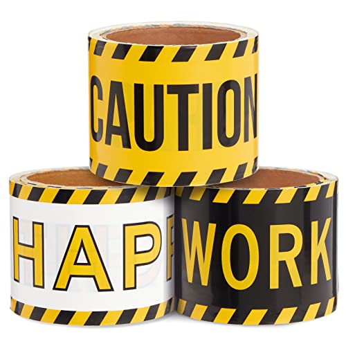 BLUE PANDA 3 Pack Birthday Caution Tape Rolls - 100ft Length 3in Width