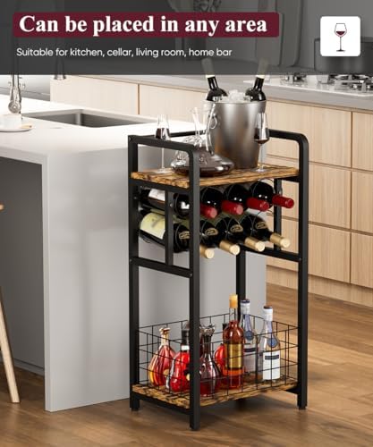 3-Tier Freestanding Wine Rack with Metal Frame Black