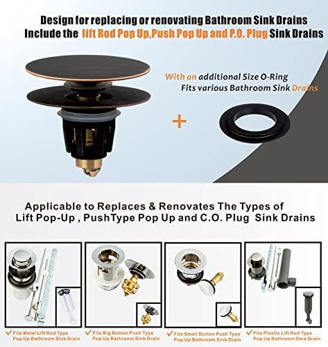 Artiwell Universal Bathroom Sink Drain Stopper with Hair Catcher