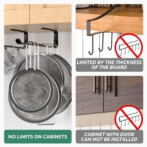 Amazer 3 Pack Mug Holder Under Cabinet Black