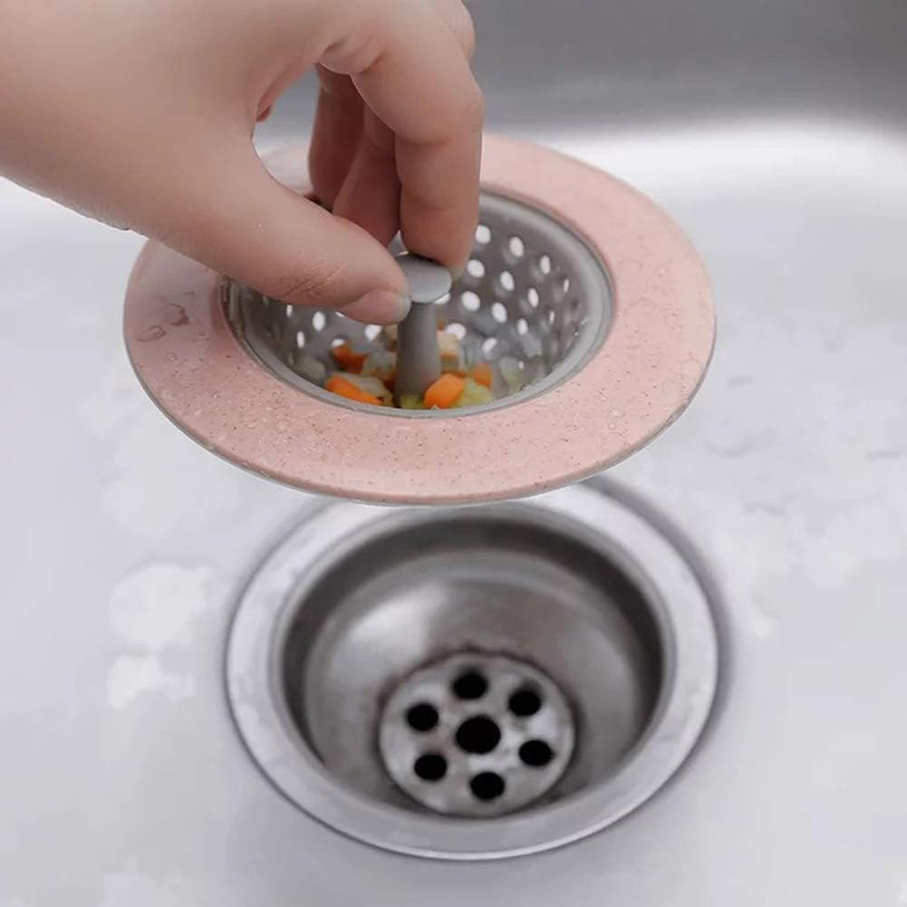 3Pcs Pink Drain Strainer for Kitchen and Floor Drains