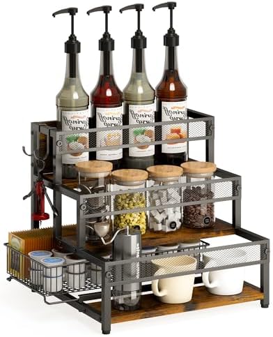 3 Tier Coffee Syrup Rack Organizer with 12 Bottle Holder