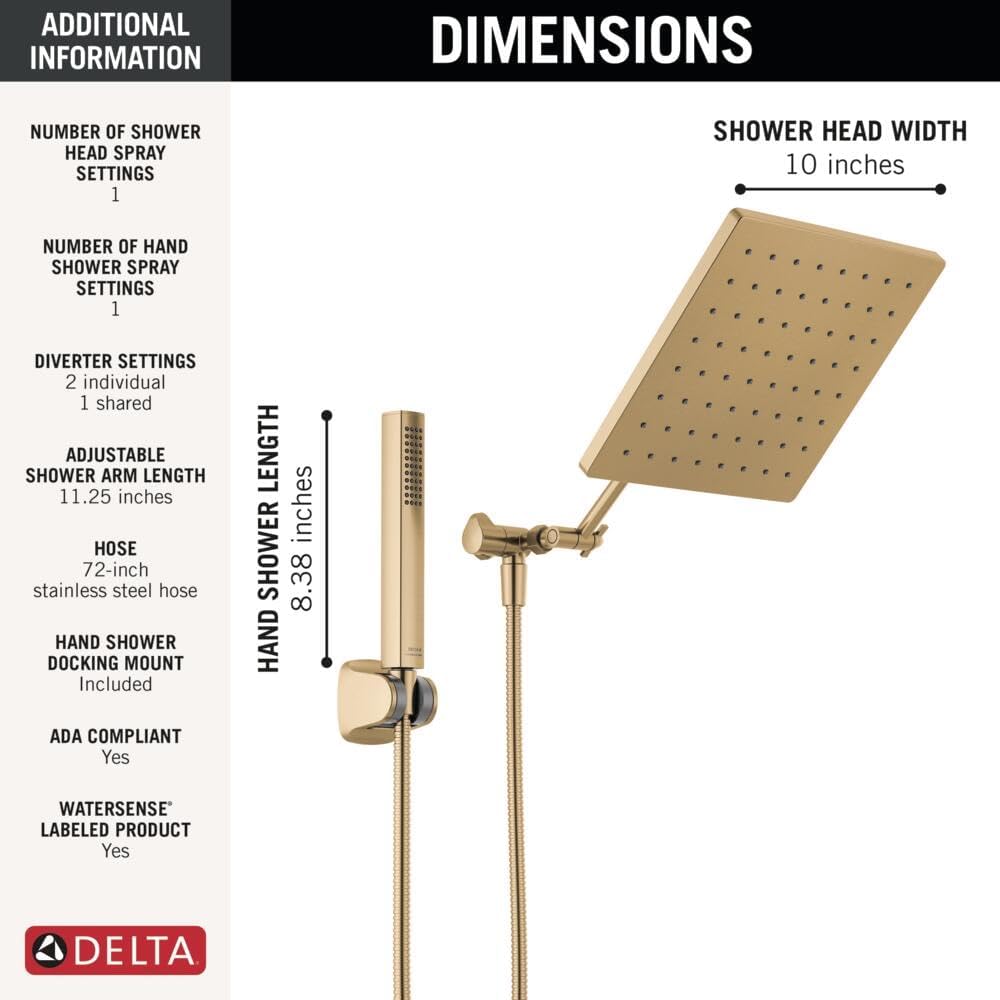 Delta 10-Inch Raincan Handheld Shower Combo - Champagne Bronze 75527-CZ