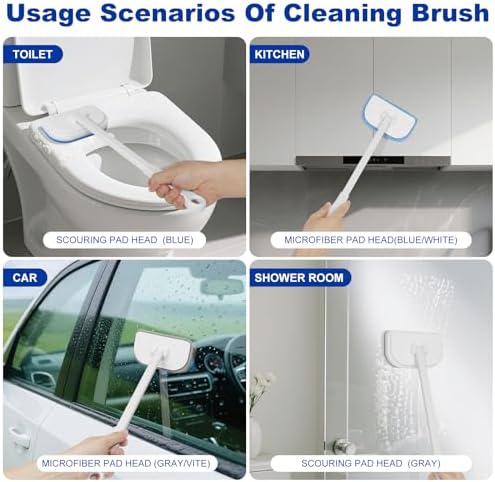 MOSEN 4-in-1 Shower Scrub Brush with 4 Heads