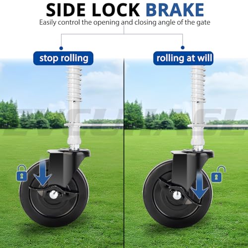4 Spring Loaded Gate Caster with Side Brake - 220 Lbs Capacity