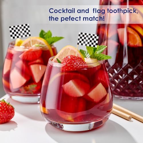 AhfuLife 100 Pcs Checkered Racing Flags Toothpick