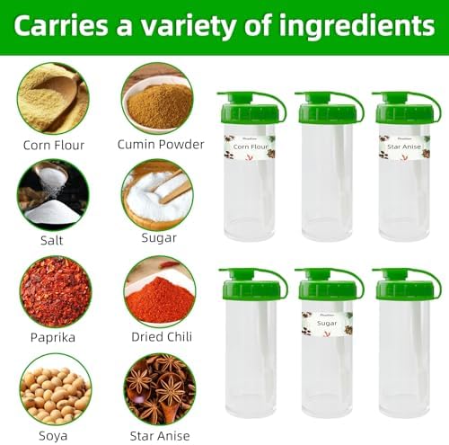 FLOATFARE Mini Pepper Shakers 6-Pack with Spoon and Funnel