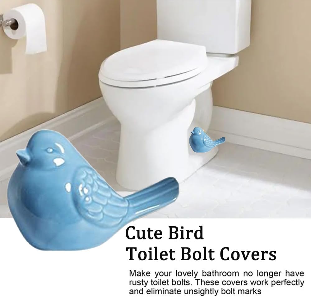 2PCS Ceramic Frog Toilet Bolt Covers Cute Bathroom Decor