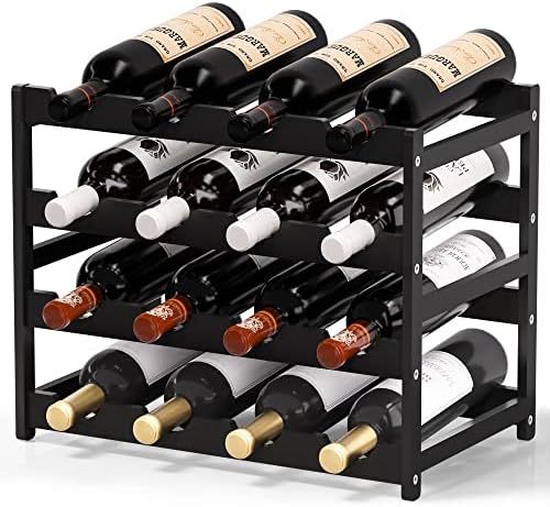 Ruichang 4-Tier Bamboo Wine Rack - 16 Bottle Capacity