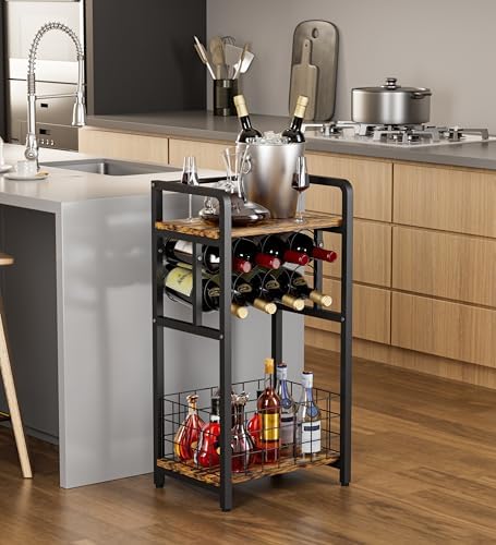 3-Tier Freestanding Wine Rack with Metal Frame Black