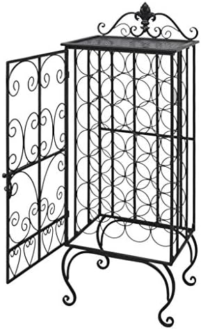BIGBARLEY 28-Bottle Metal Wine Rack Cabinet