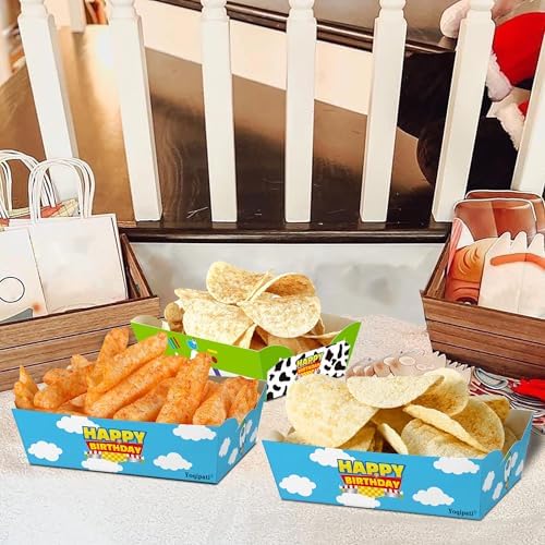 24 Pcs Cartoon Story Paper Food Trays Birthday Party Supplies