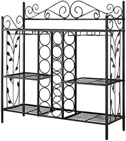 Kings Brand Wine Rack Table with Glass Holder