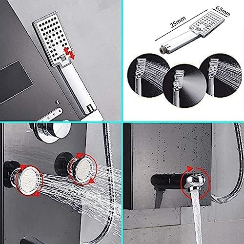 TECKI Shower Panel Column with 5 Functions Hydromassage and Handheld Shower - Gold Black