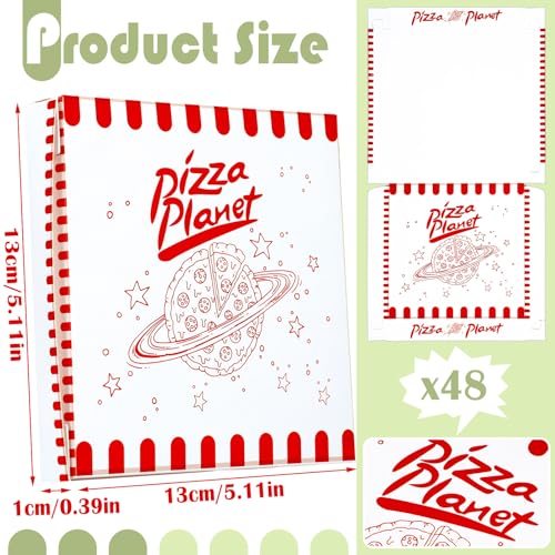 Dunzoom 48 Pcs Planet Themed Mini Pizza Boxes