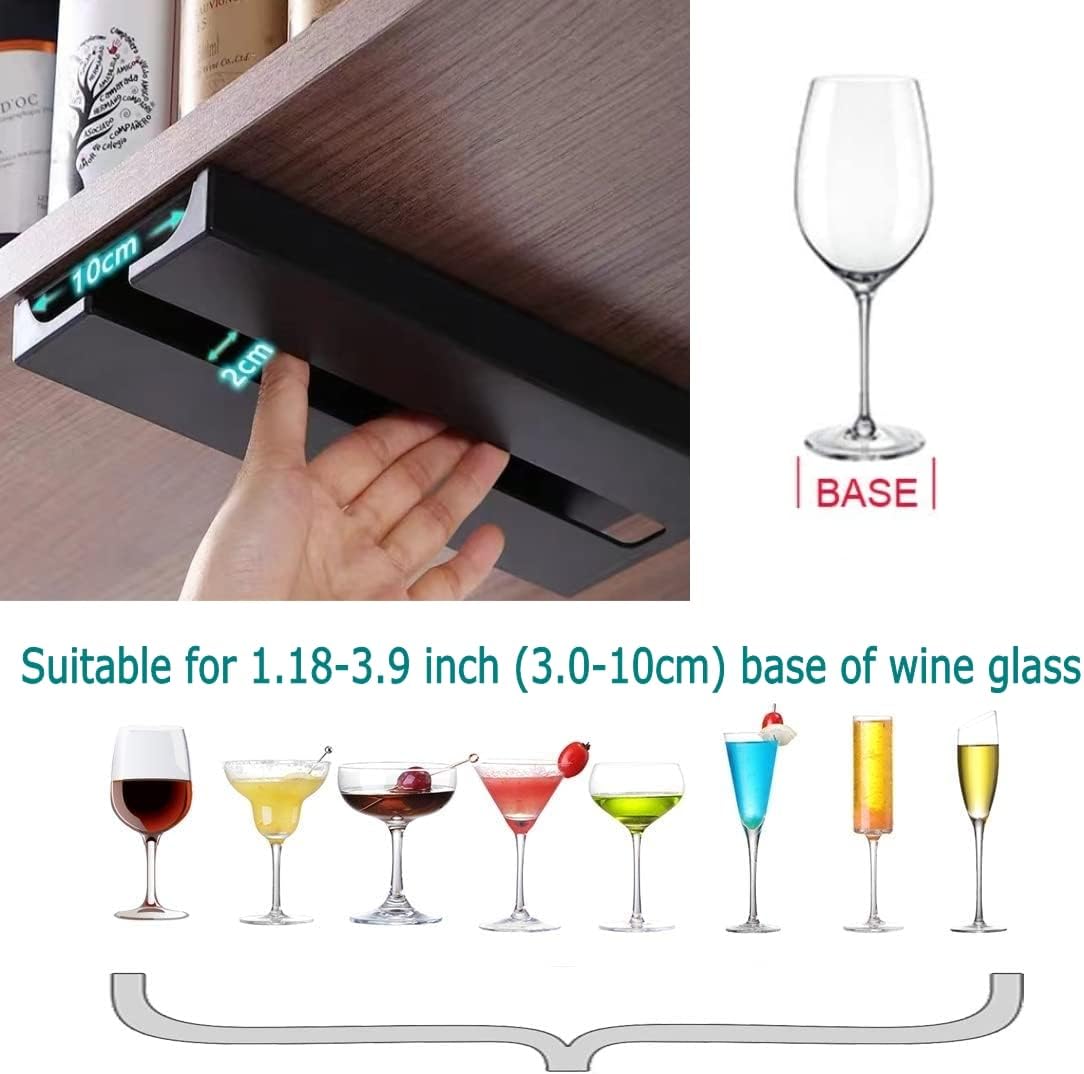 Wine Glass Holder 2 Pack Black Plastic Stemware Rack