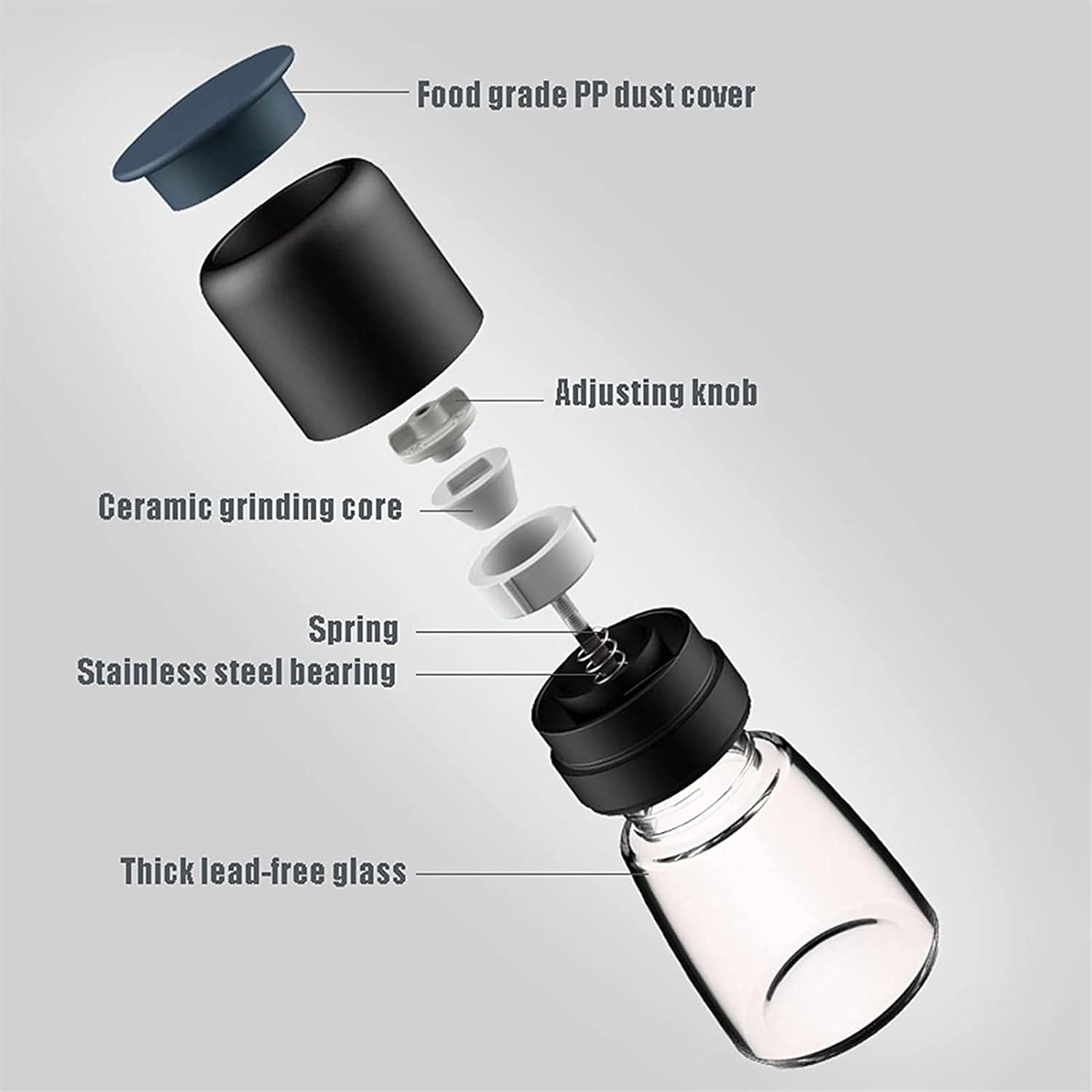 Ceramic Salt and Pepper Grinders Set 2Pcs