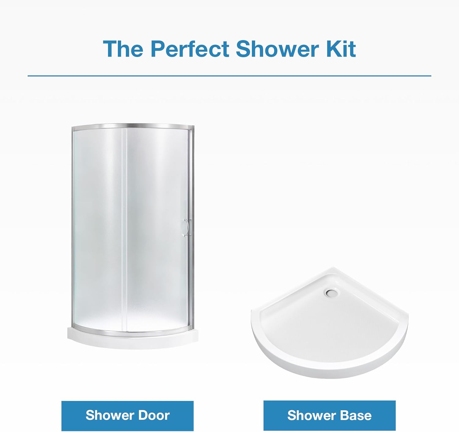 Rounded Frosted Glass Corner Shower Kit with Satin Nickel Hardware