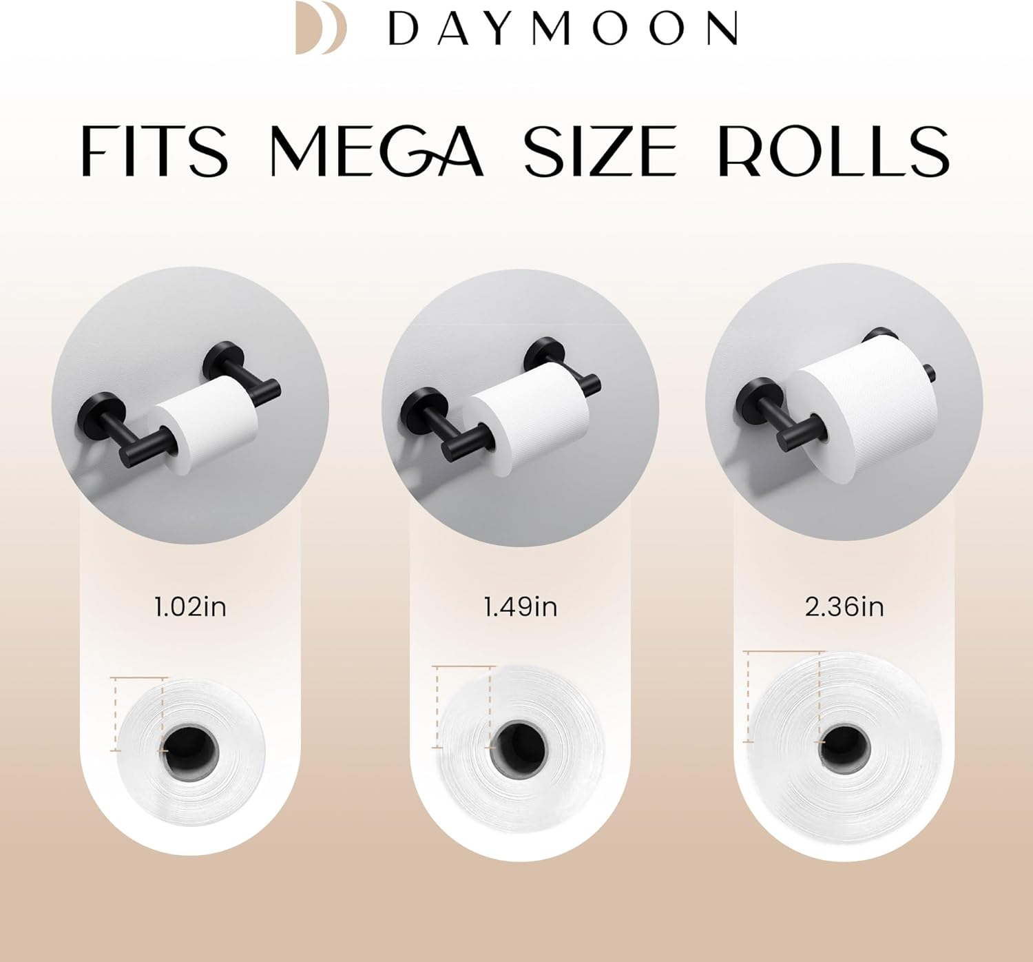 Day Moon Matte Black Toilet Paper Holder - Wall Mount for Bathroom