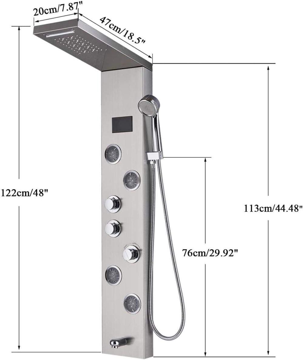 Gougeltd Bathroom Shower Panel System with LED Temperature Display and Massage Jets 1