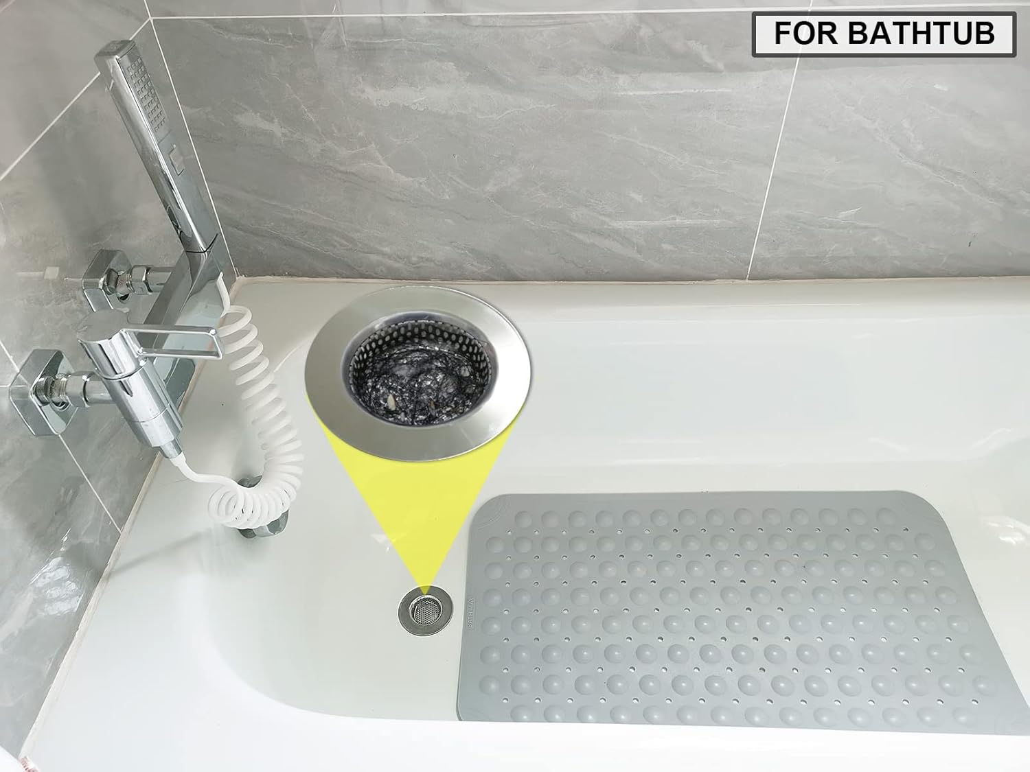 Seatery 2PCS Bathtub Drain Strainers with Hair Catcher