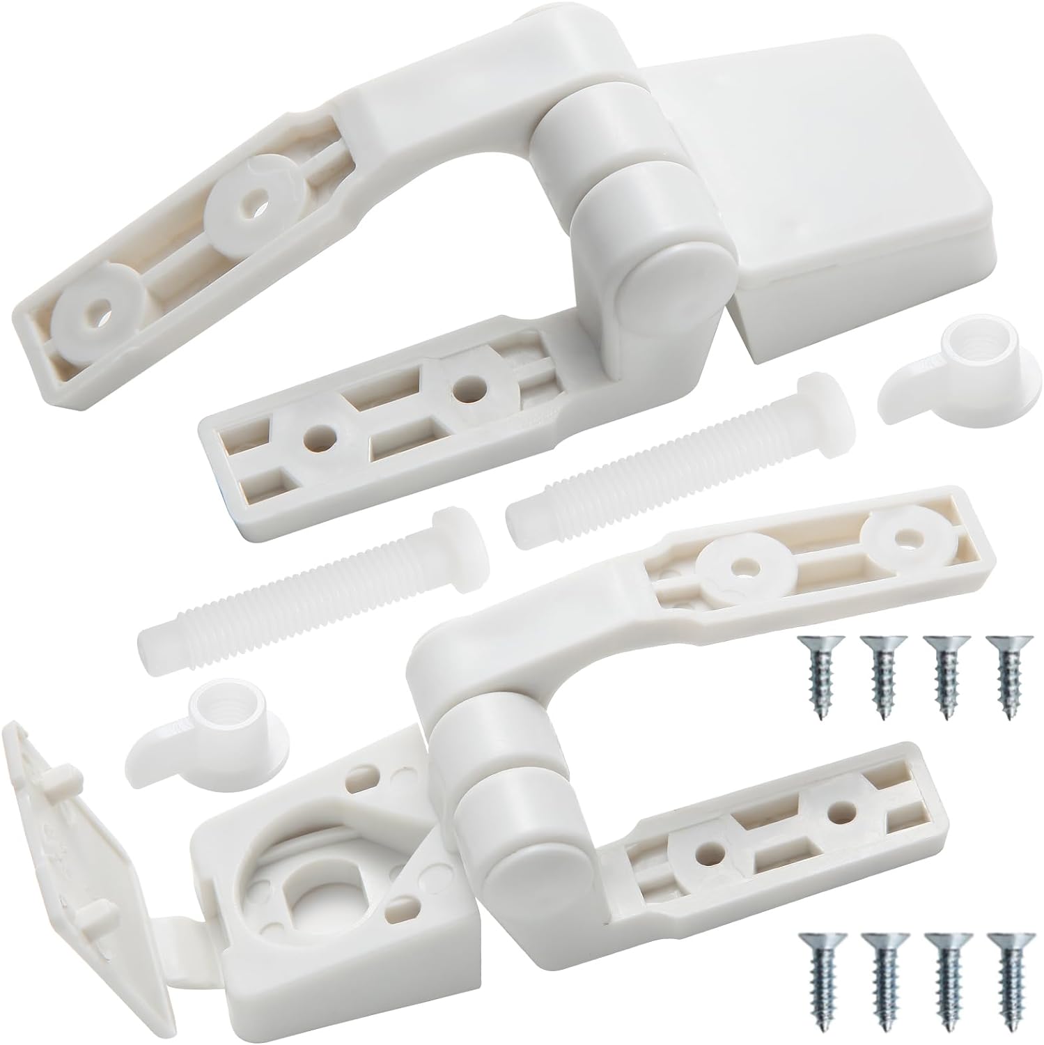 Toilet Seat Hinge with Plastic Bolts Kit - White Pair