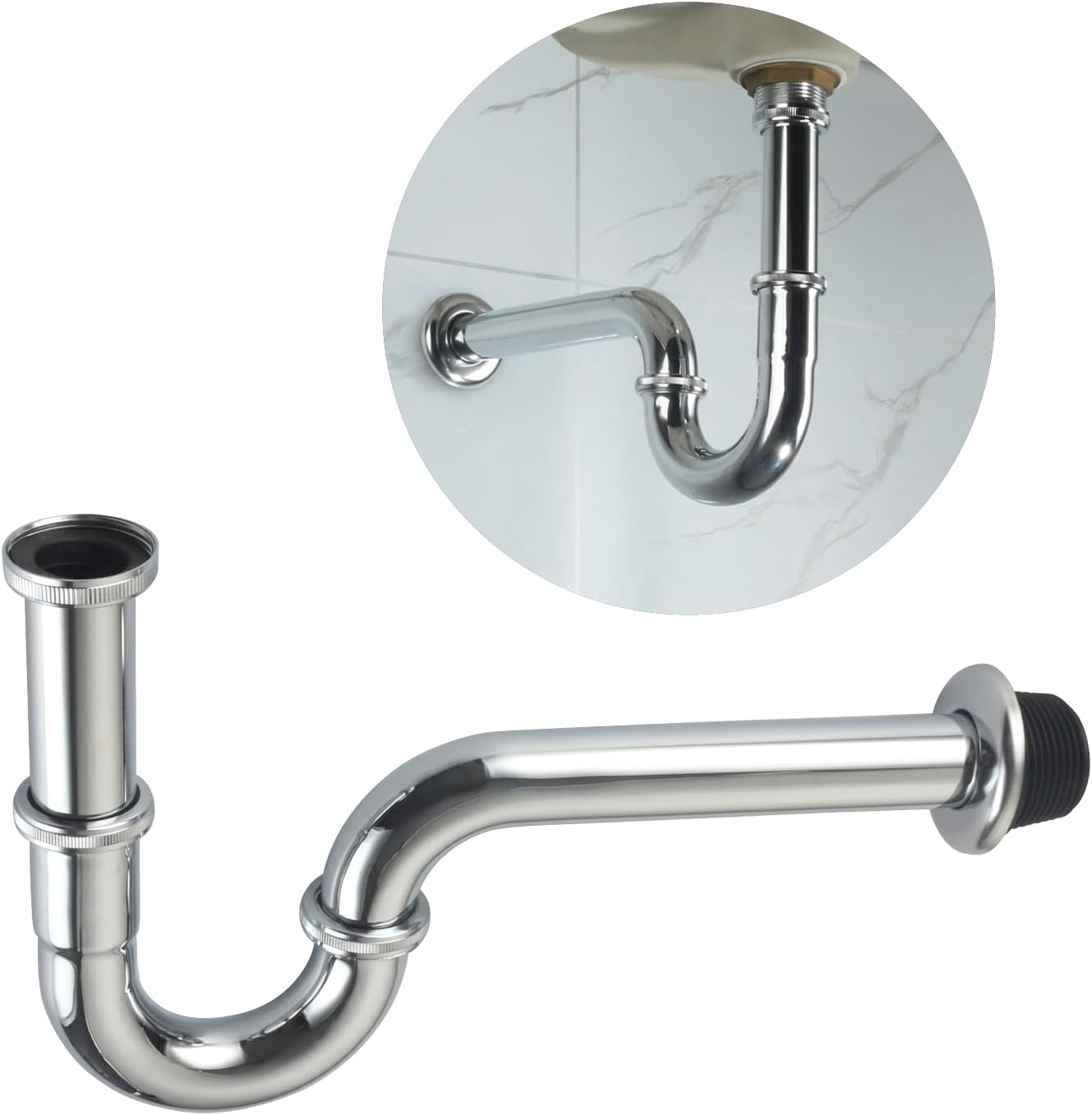 AMeoMerk Chrome P-Trap Sink Stopper Drain Kit