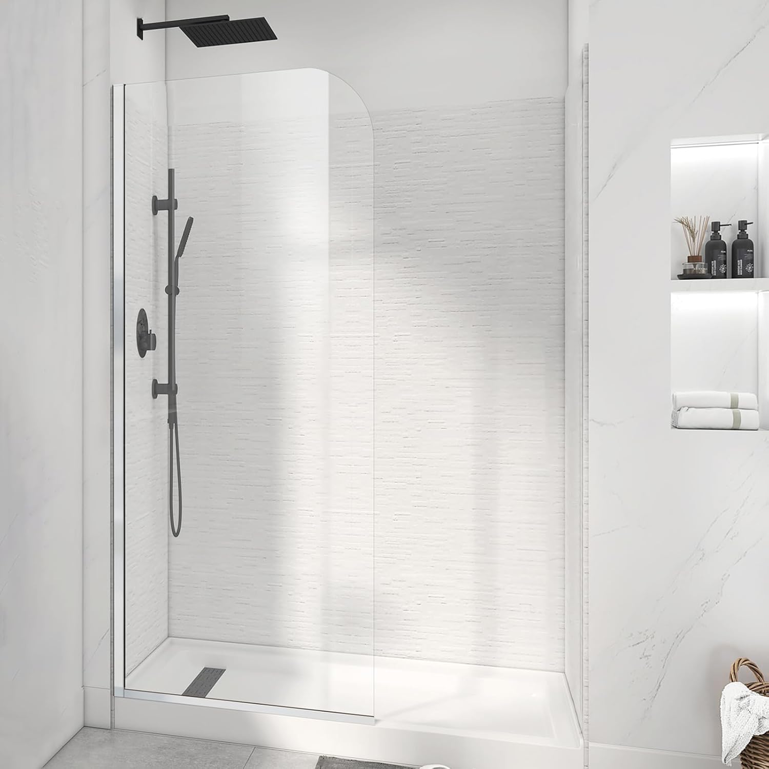 Glass Shower Door Screen 34x78 Silver 516 Clear Tempered