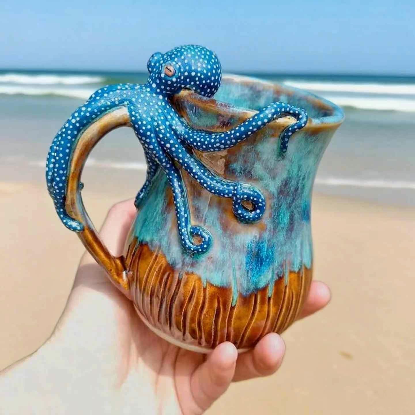 Treayes 3D Octopus Resin Mug Decor