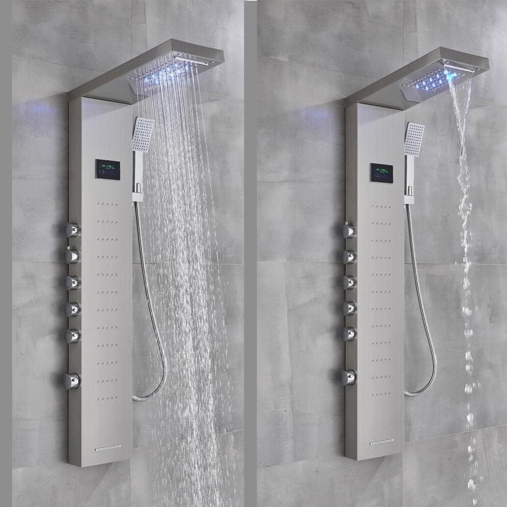 Gougeltd LED Light Shower Panel with Massager Jets