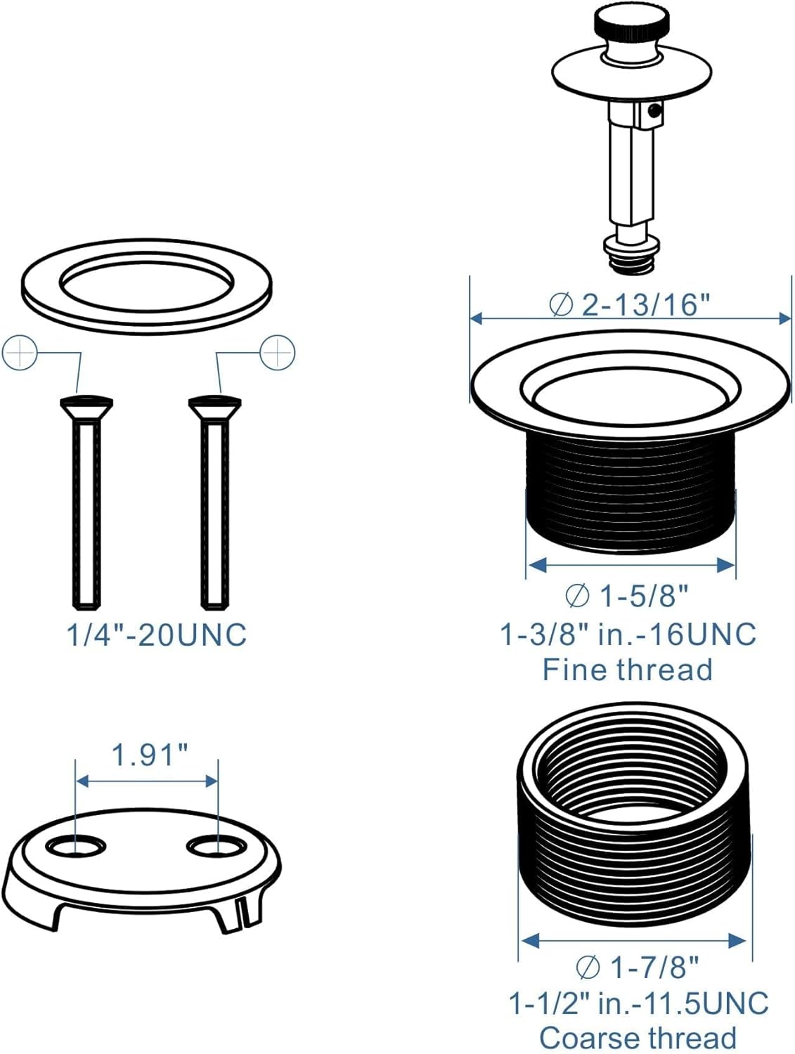 HIDROP Brushed Nickel Tub Drain Trim Set with Overflow Conversion Kit