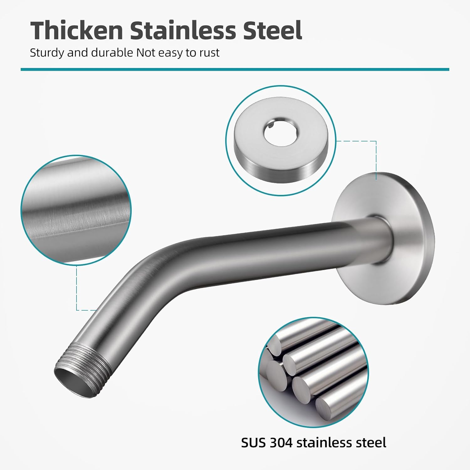 Cobbe 6-Inch Stainless Steel Shower Arm with Flange