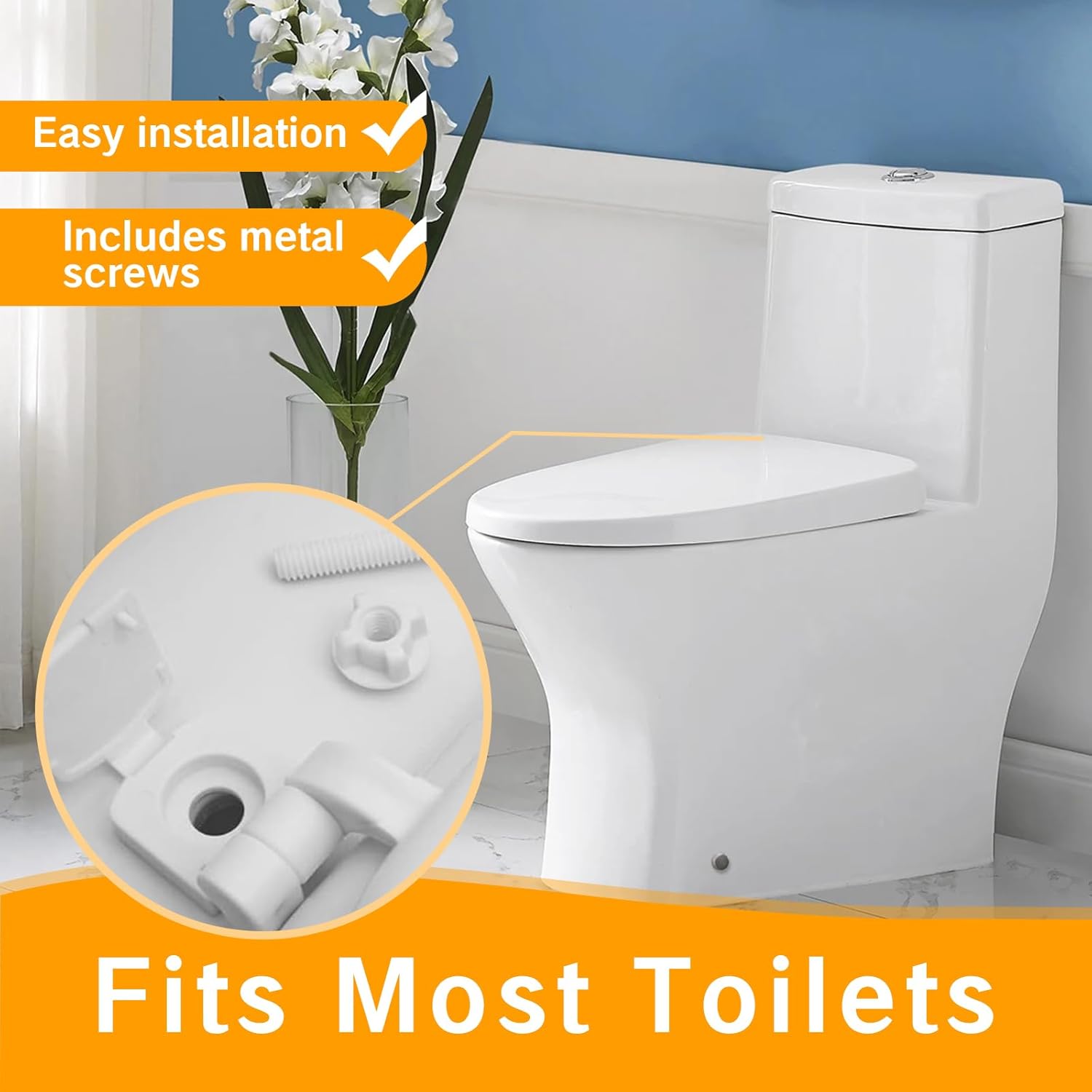 Universal White Toilet Seat Hinge Replacement