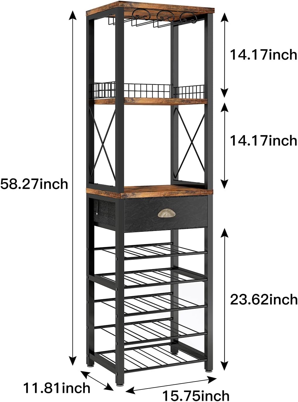 Homeiju Freestanding 4-Tier Wine Rack with Drawer and Tabletop