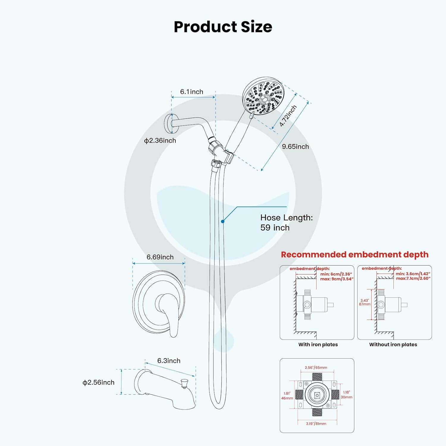 Gotonovo Bathroom Shower Head Kit with 6 Modes and Valve Included