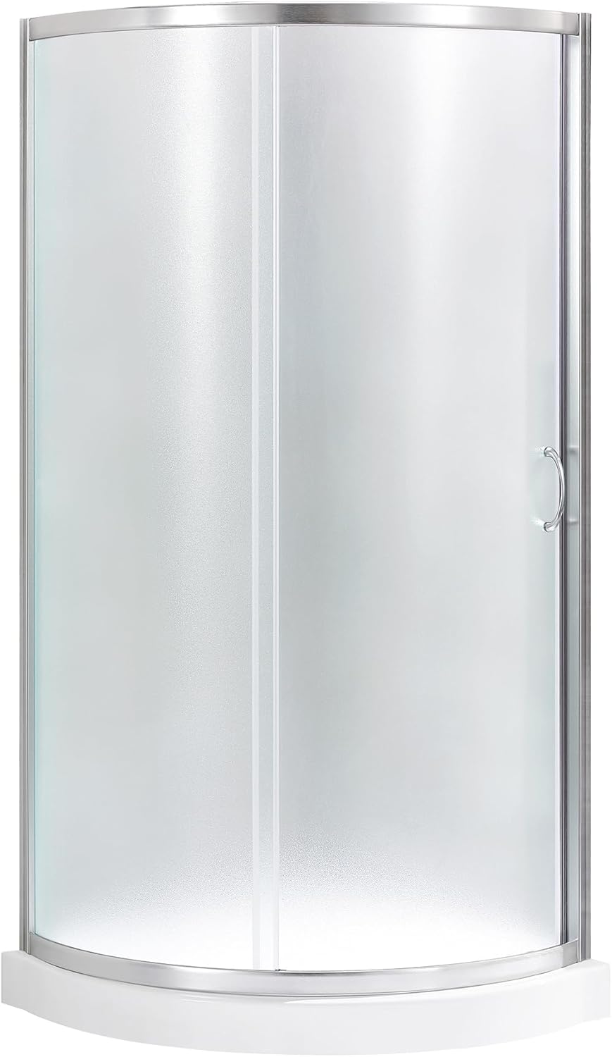 Rounded Frosted Glass Corner Shower Kit with Satin Nickel Hardware