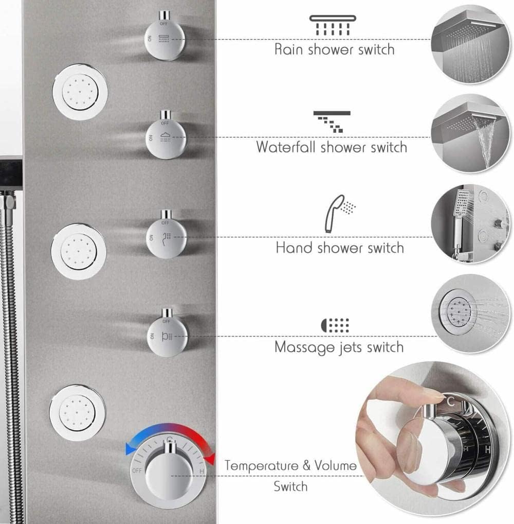 Gougeltd LED Light Shower Panel with Massager Jets 1