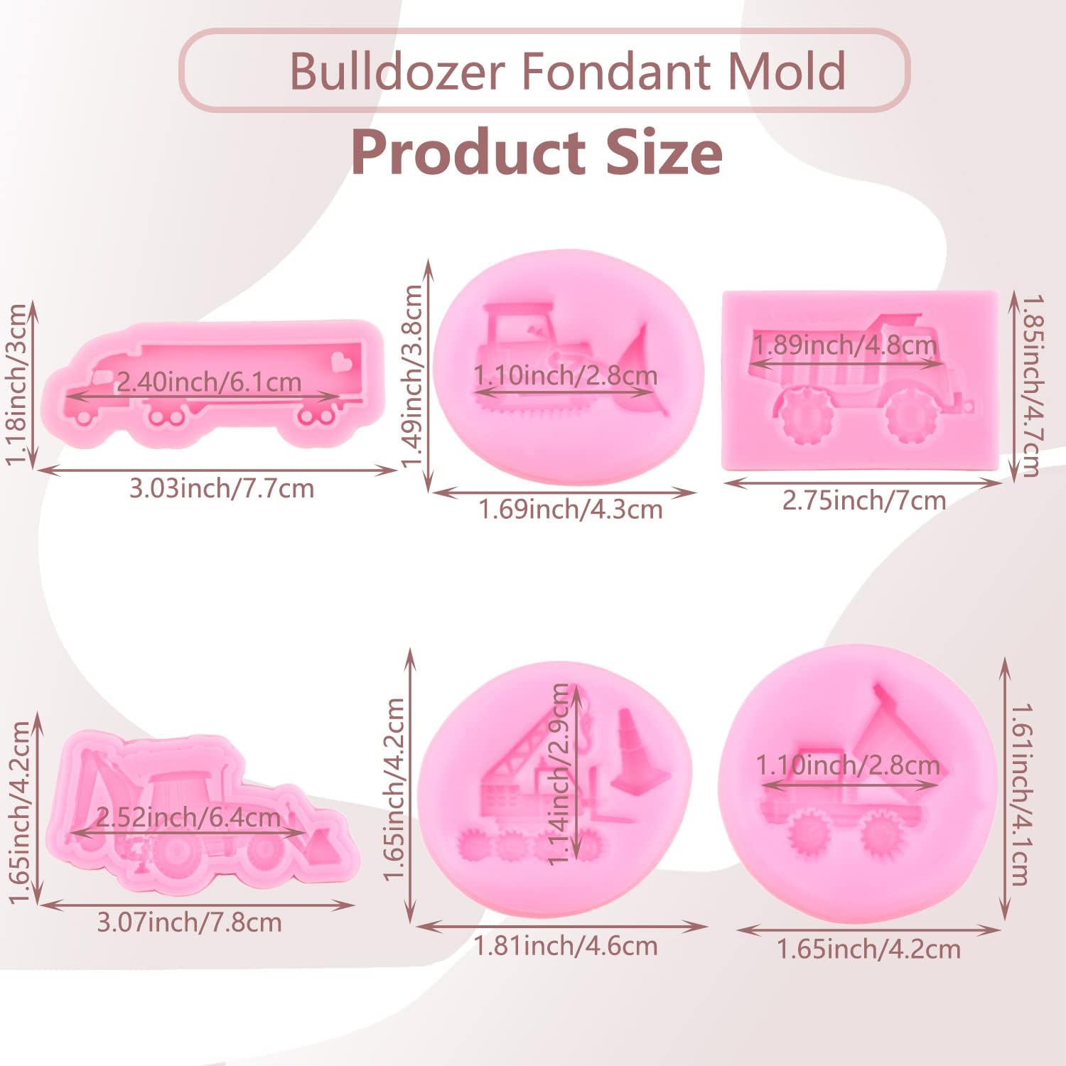 MIYAHOUSE Construction Vehicle Fondant Molds Set Of 6