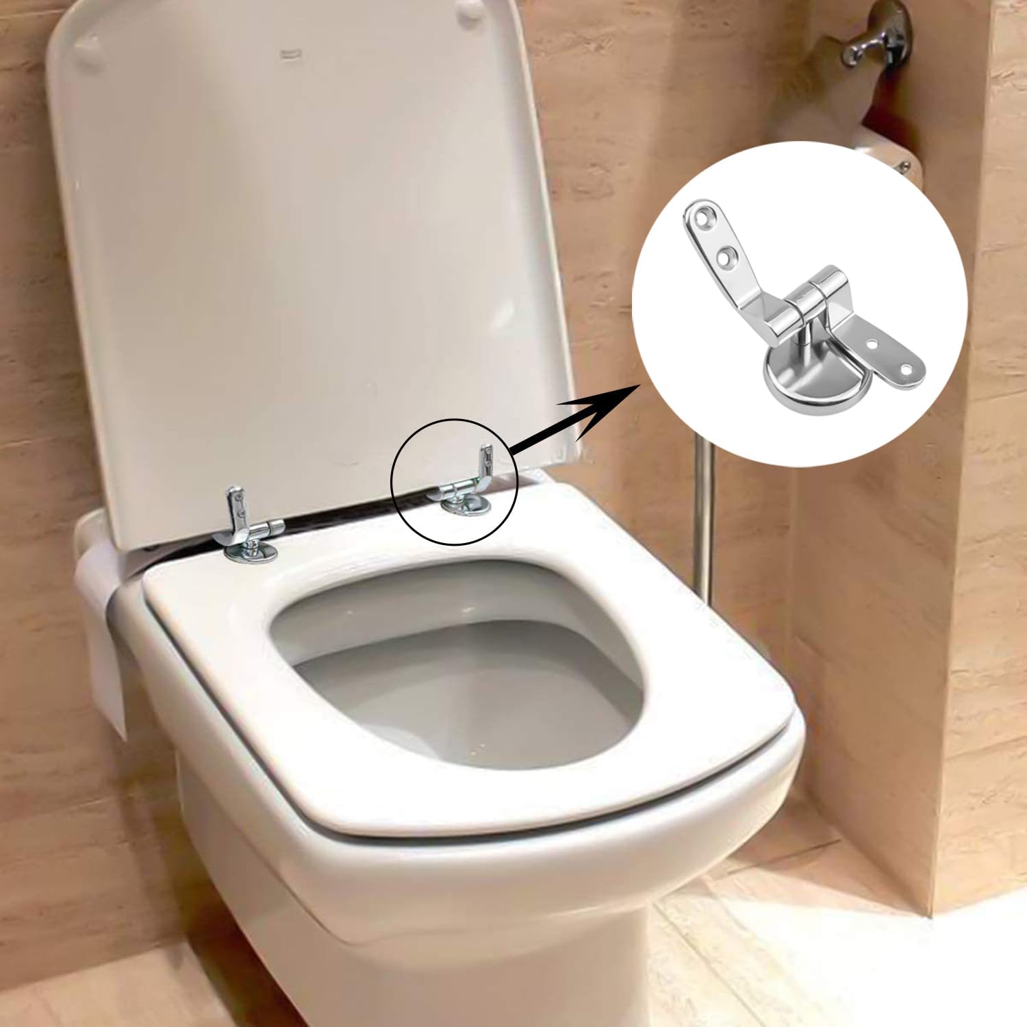 DGZZI Toilet Seat Hinges Zinc Alloy Adjustable Chrome